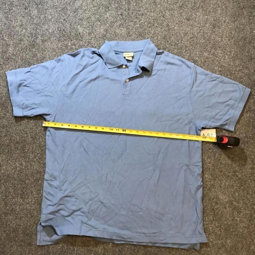 LL Bean Polo Shirt Men's Short Sleeve Blue Striped Adult Casual Size Large - Picture 7 of 11